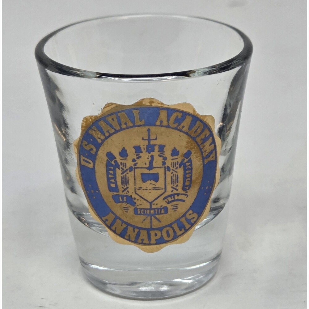 Vintage US Naval Academy Annapolis Shot Glass USNA Souvenir Military Collectible